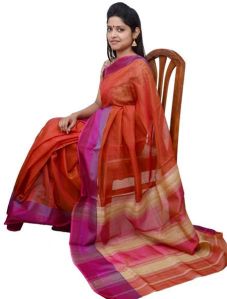 Deep Red & Pink, Jute Maheshwari Silk Saree (Design No. S0021)