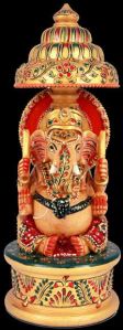 Emboss Painted with Umbrella ganesh Statue