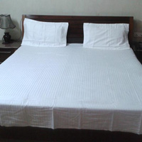 Satin Stripe White Bed Sheet