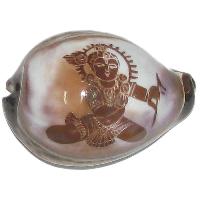 Bala Krishna Balkishan Child Krishna Art on Natural Cowrie Kawdi Kaudi Kowdi Sea Shell - A0379