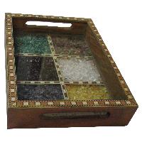 Gem Stone Wooden Tray - A4378