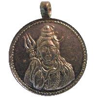 S930878 - Lord Shiva Has A Crescent Moon On His Head Copper Pendant 1inch 5grams