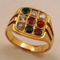 Gold Plated Nine Gemstone Ring
