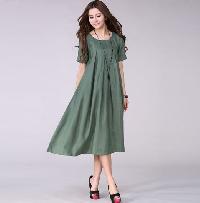 Linen Grey Party Wear Women Dress