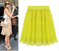 Yellow Chiffon Regular Wear Women Skirt