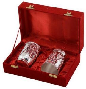 Brass Glass Set Silver Plated