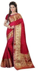 Dulcet Red Pure Silk Printed Saree