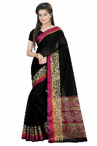 HEAVENLY BLACK COTTON SILK SAREE