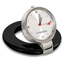 Metallic Table Clock with Black Base