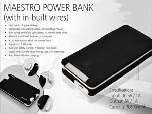 Power Bank With Built In Cables Connectors