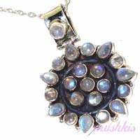 Sterling Silver Stone Studded Pendant Necklace