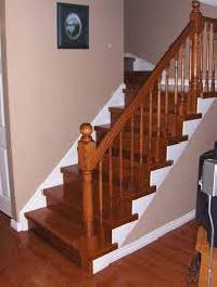 wooden stairs handrails