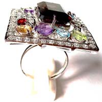Sterling Silver Rings with multi precious stone