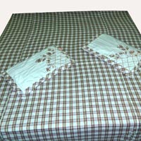 Printed Chequered Mixed Cotton Bed Sheet Dda