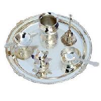 silver plated pooja thali