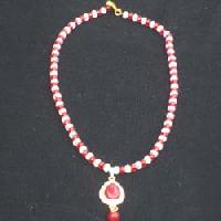 Red Crystal Pendant Pearl Necklace