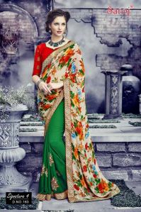 Flowery designer printed saree