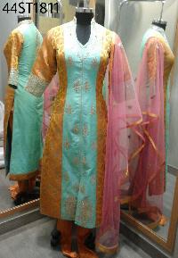 Embroidered Zari Long Suits