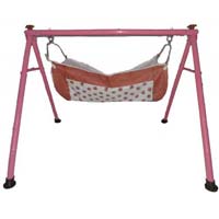 Powder Coated Round Pipe Dark Pink Color Folding Baby Cradle