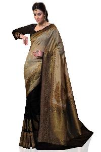 Black Kanchipuram Spun Silk Saree