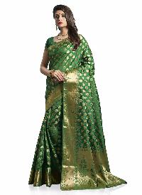 Bottle Green Woven Art Silk Saree