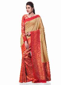 Red Woven Kanchipuram Spun Silk Saree