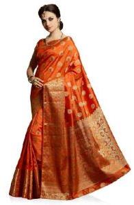 Orange Woven Art Silk Saree