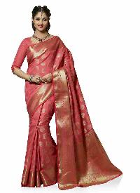 Pink Traditional Woven Art Tussar Silk  Saree