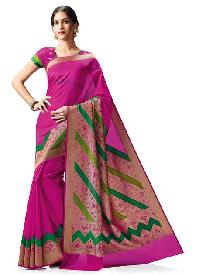 Meghdoot Pink Kanchipuram Spun Silk Traditional Woven Saree