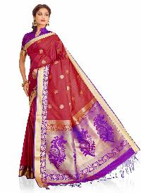 Purple and Pink Colour Art Silk Woven Saree