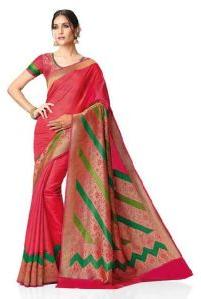 Meghdoot Red Kanchipuram Spun Silk Woven Traditional Saree