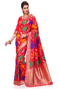 Traditional Red Kanchipuram Spun Silk Woven Saree