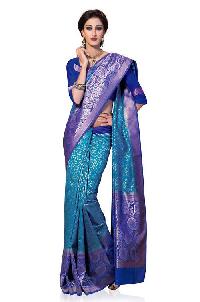 Royal Blue Colour Kanchipuram Spun Silk Woven Saree