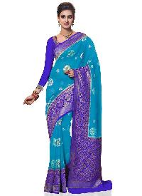 Royal Blue Kanchipuram Spun Silk Woven Saree