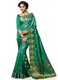 Green Colour Art Silk Woven Saree