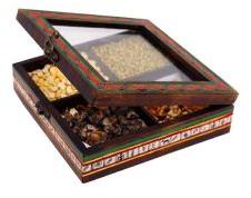 Ethnic Spice Box In Mango Wood with 4 Compartments