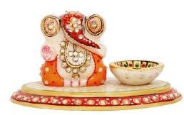 Ganesh Ji on Oval Chowki with Diya