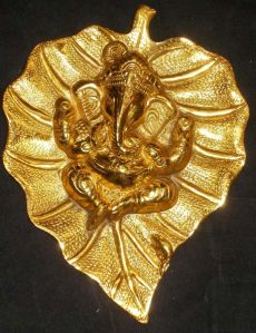 Gold Plated Aluminum Ganesha Statue