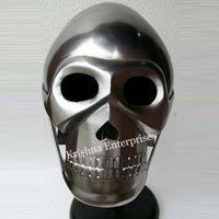 Nickel Finish Armor Skull Helmet