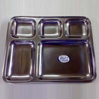 Five Grids Stainless Steel Divider Food Trays