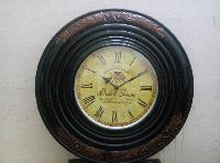 Wooden Wall Clock with Carving