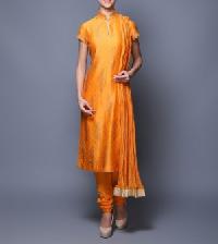Orange Printed Churidar Suits