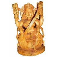 Wooden Saraswati Statue