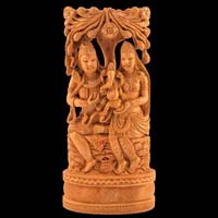 Wooden Shiva Parvati Statue